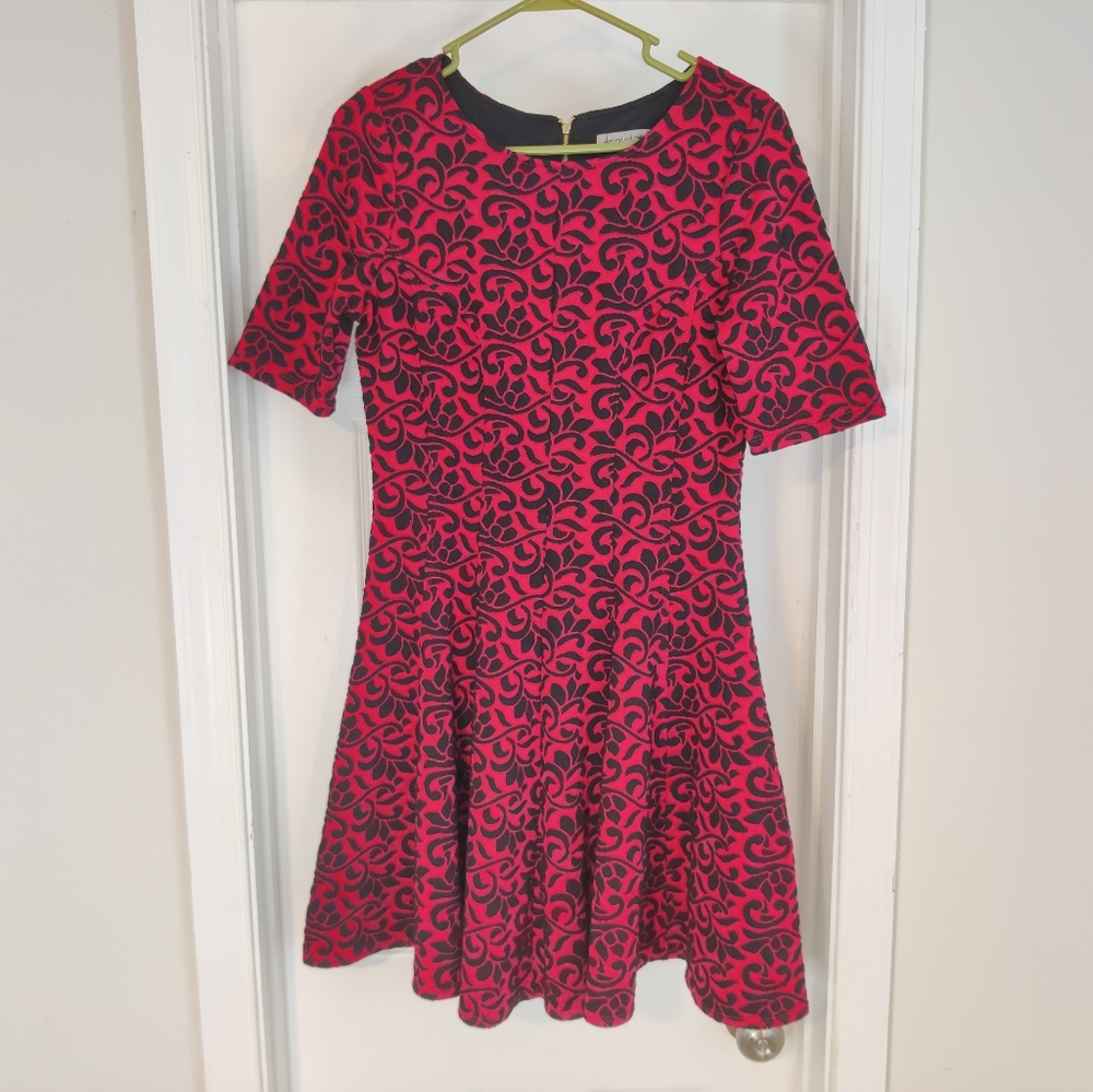 Red Dress Black Detail Gold Zipper Size 10